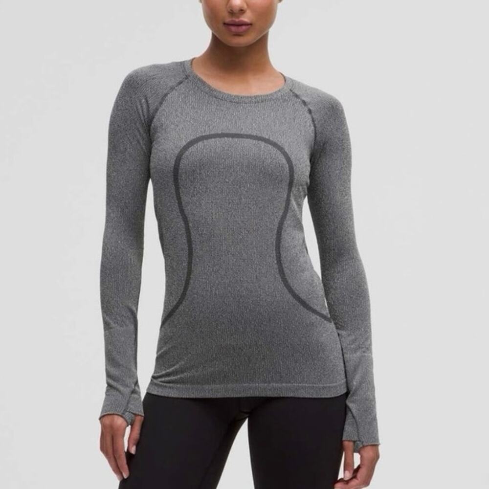 Lululemon Swiftly Tech Long-Sleeve Shirt 2.0 *Hip Length texture black size 8
